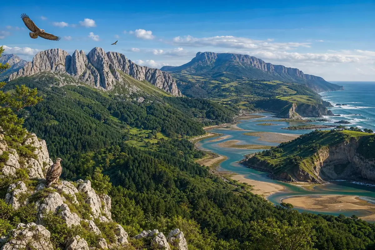 Bergs- och naturlandskap nära Bilbao