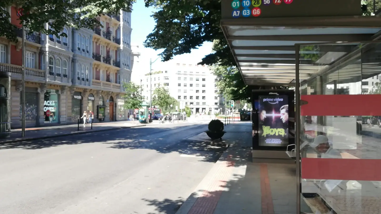 Gran Vía och Plaza Moyúa i centrala Bilbao